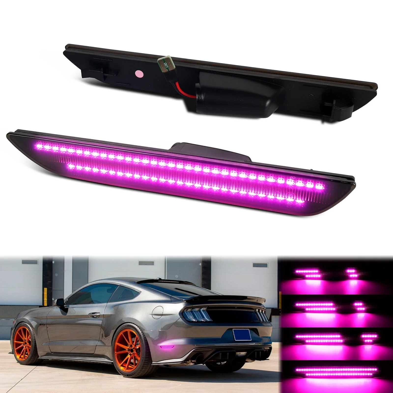 MUSTANG 15-23 REAR DYNAMIC SMOKED LED SIDE MARKERS - Image 2