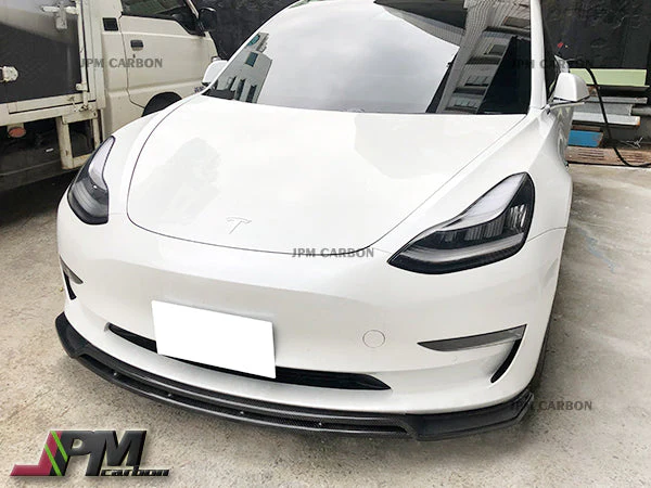 MX2 Style Carbon Fiber Front Bumper Add-on Lip Fits For 2017-2023 Tesla Model 3 Only - Image 3