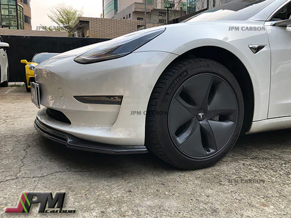 MX2 Style Carbon Fiber Front Bumper Add-on Lip Fits For 2017-2023 Tesla Model 3 Only - Image 5