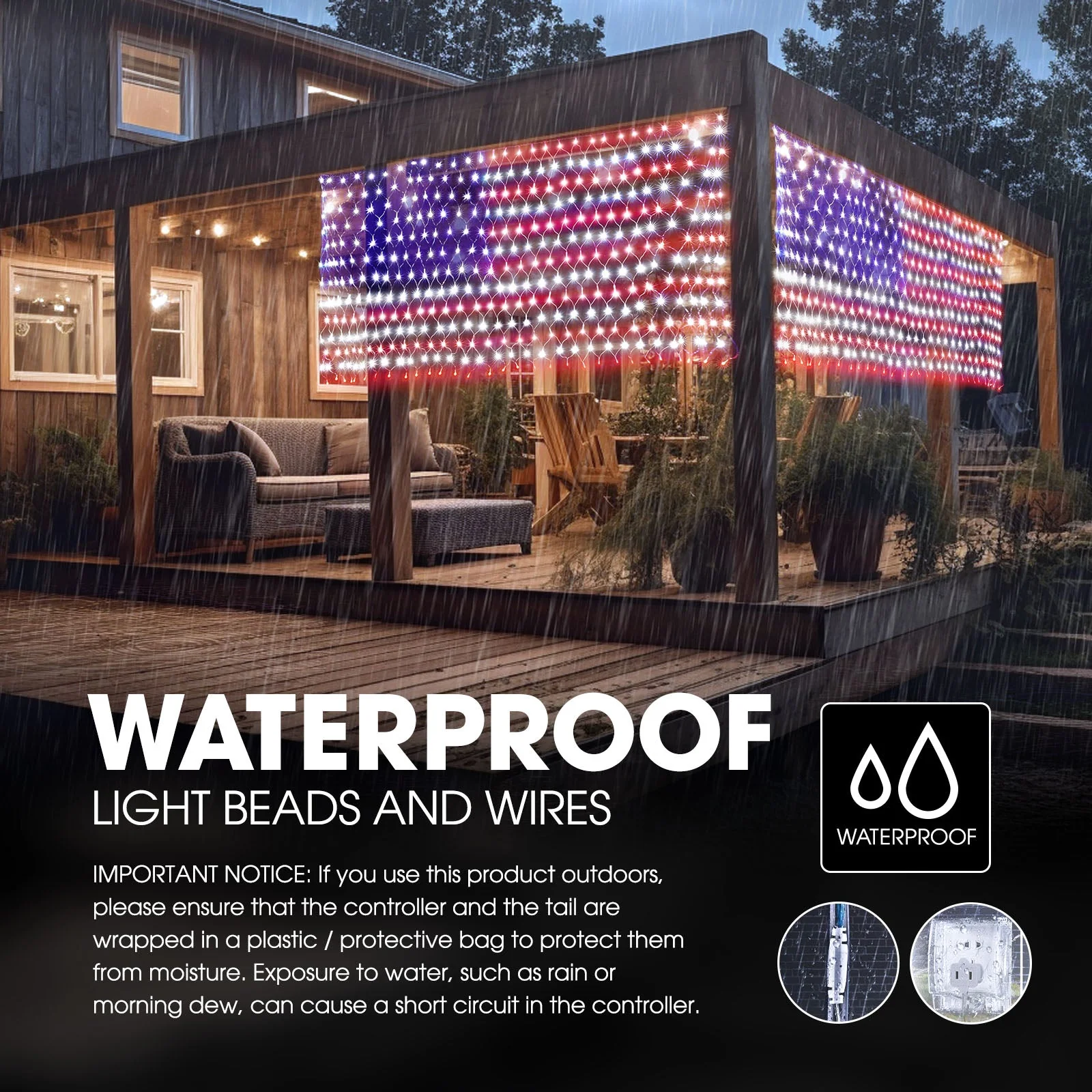 OPT7 LED American Flag Net Light Kit with 420 Super Bright LEDs - Image 4