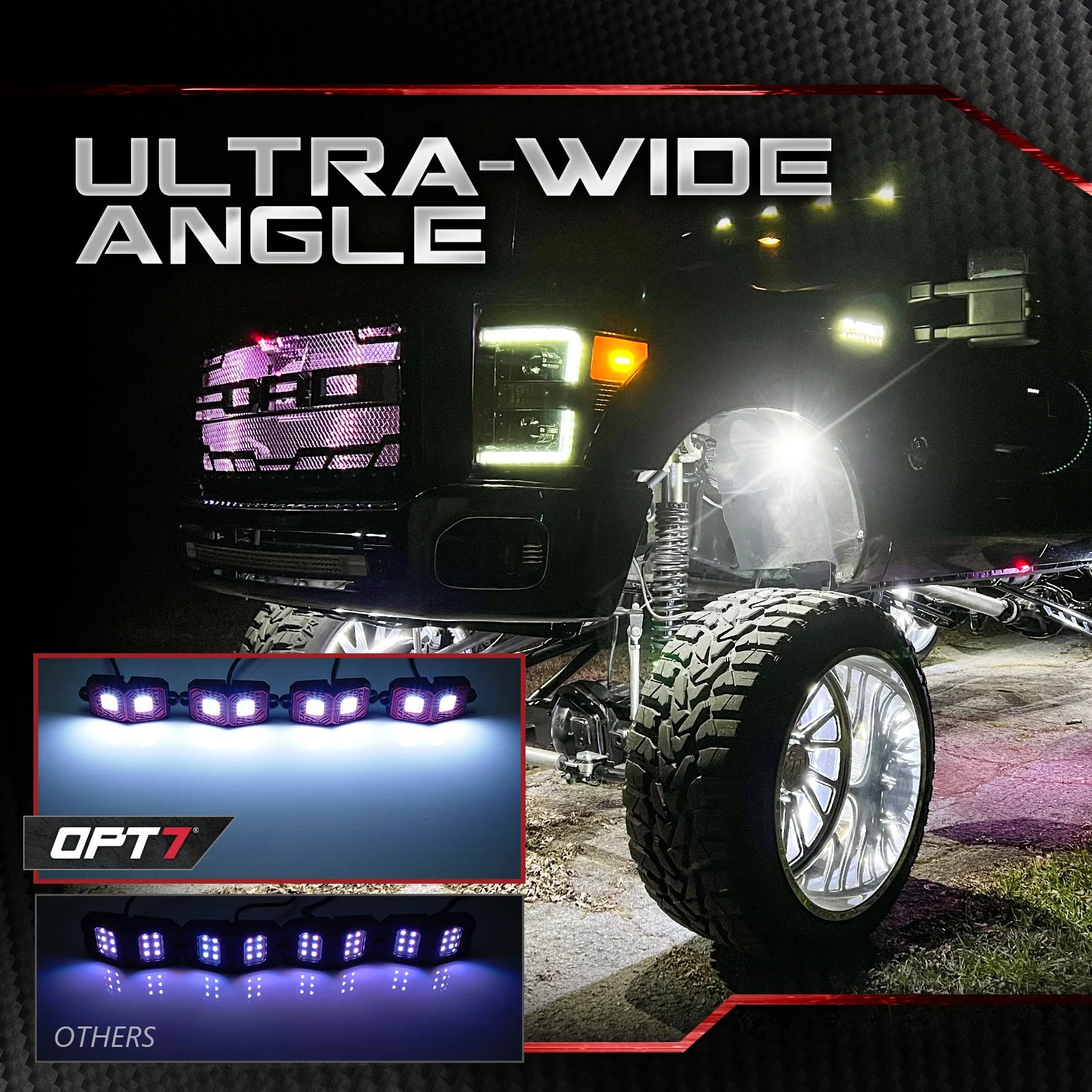 OPT7 Photon White 8PCS LED Rock Light w-Magnet Wide Angle Underglow Neon Lighting Kit - Image 5