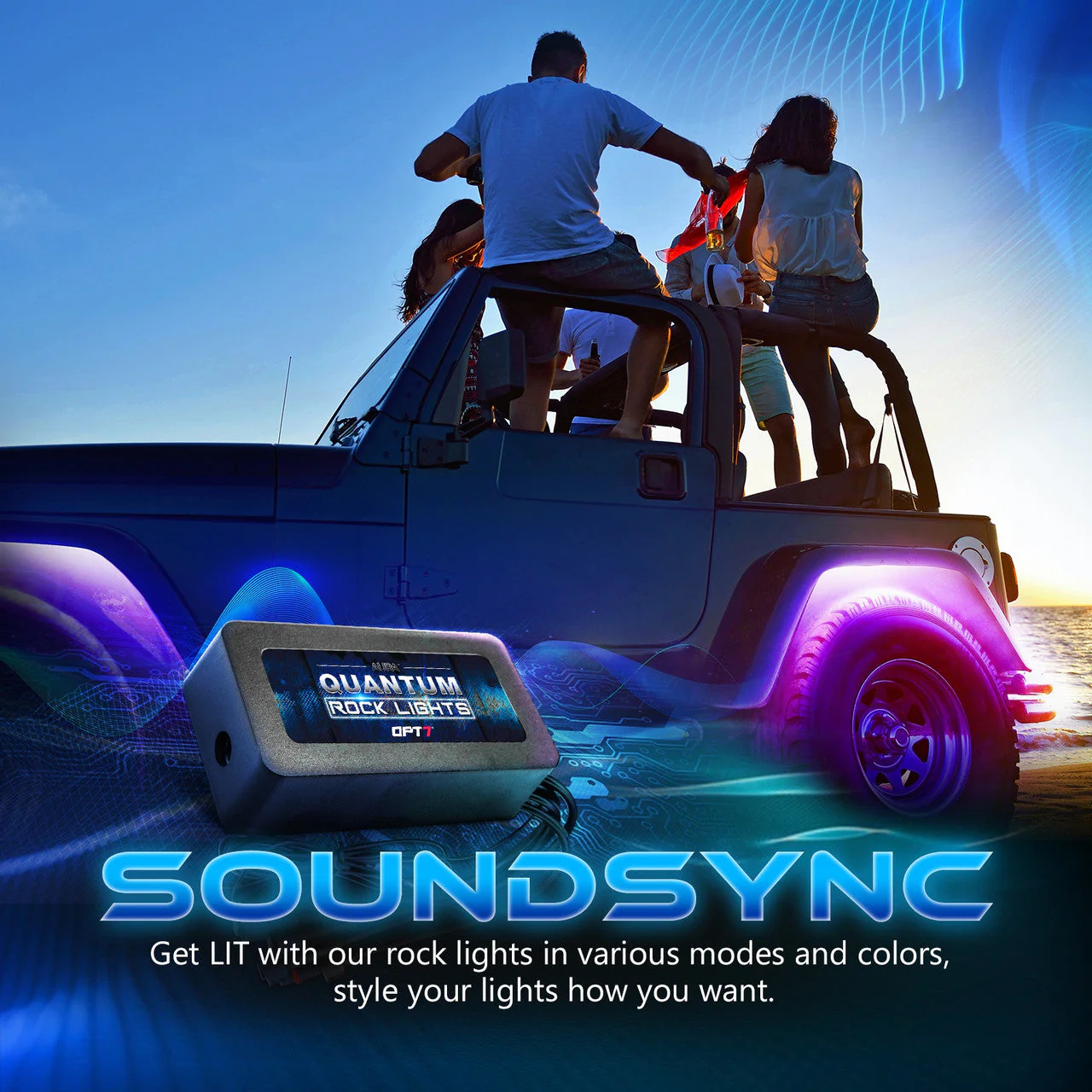 OPT7 Quantum Rock Light RGBW & LED Side Marker White-Amber for Jeep Wrangler JL JLU & Gladiator JT 18-23 - Image 5