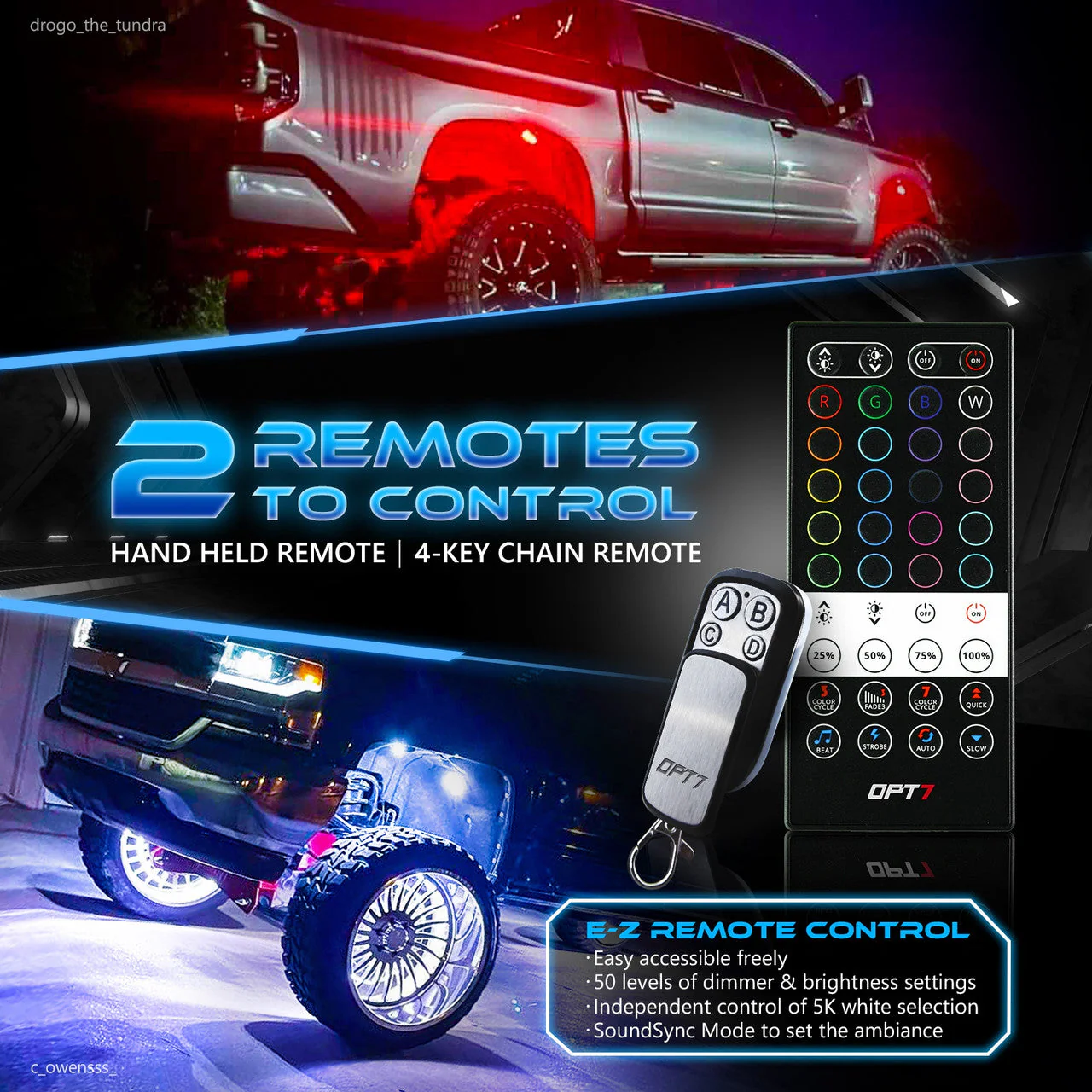OPT7 Quantum Rock Light RGBW & LED Side Marker White-Amber for Jeep Wrangler JL JLU & Gladiator JT 18-23 - Image 6