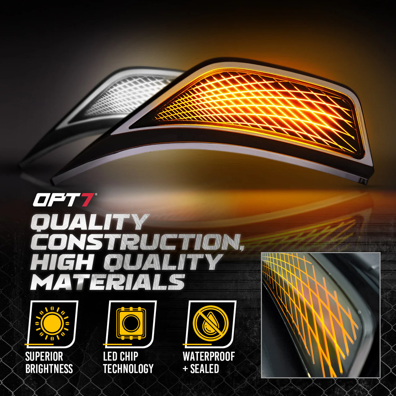 OPT7 Quantum Rock Light RGBW & LED Side Marker White-Amber for Jeep Wrangler JL JLU & Gladiator JT 18-23 - Image 7