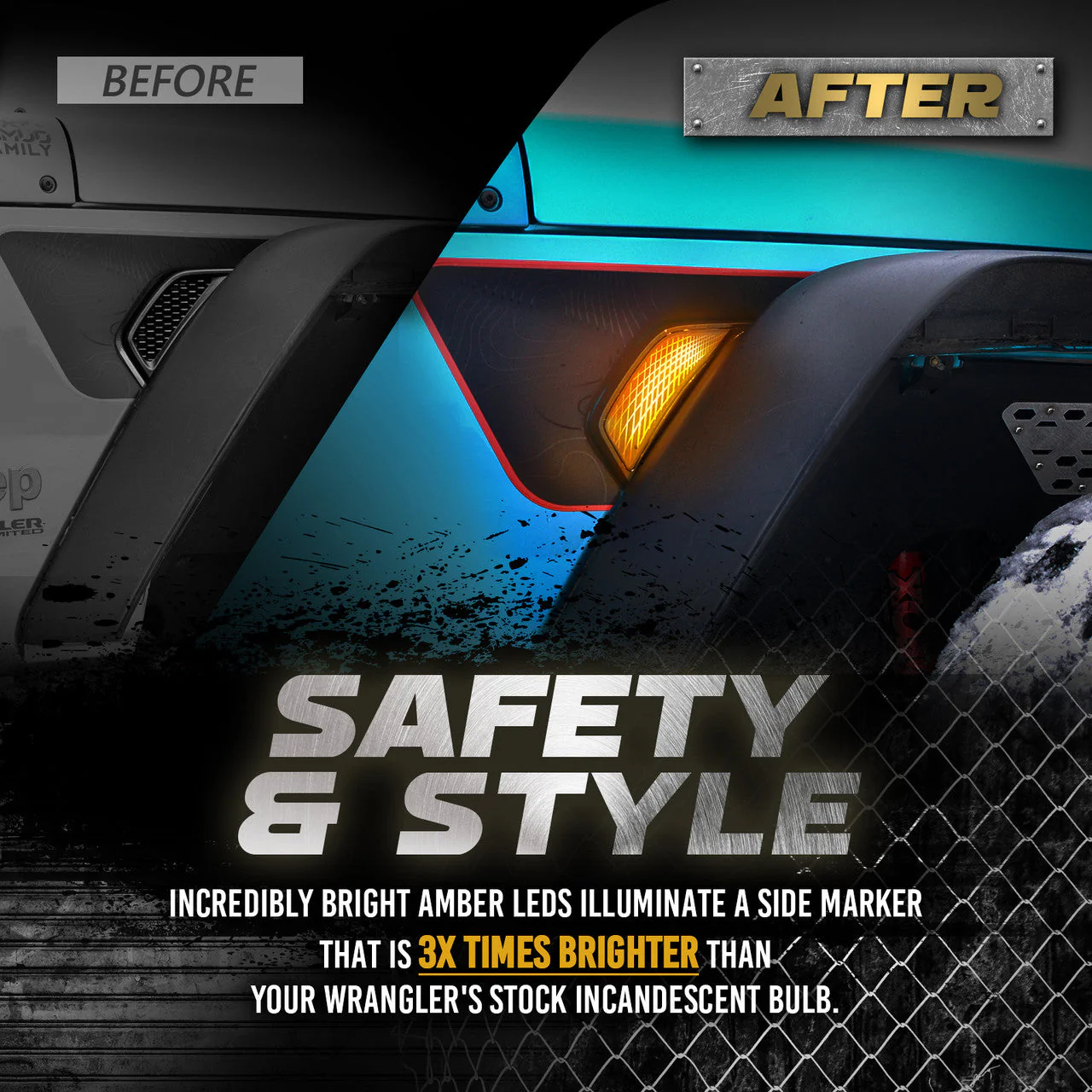 OPT7 Quantum Rock Light RGBW & LED Side Marker White-Amber for Jeep Wrangler JL JLU & Gladiator JT 18-23 - Image 8