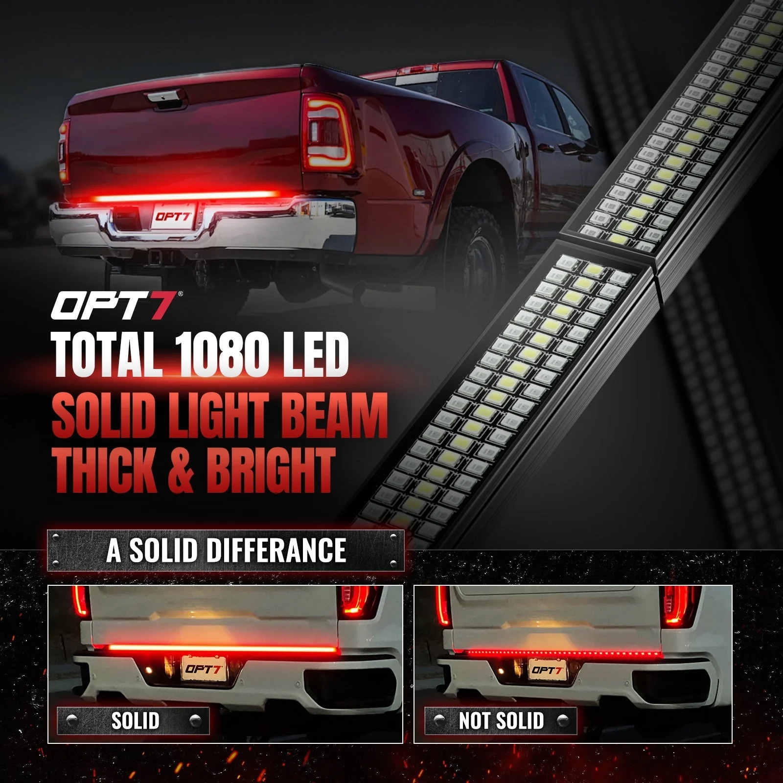 OPT7 Redline Parlux Triple Tailgate Light Bar 60" Bundle for Ford F150 15-20 with Blind Spot Easy Connect Harness - Image 20