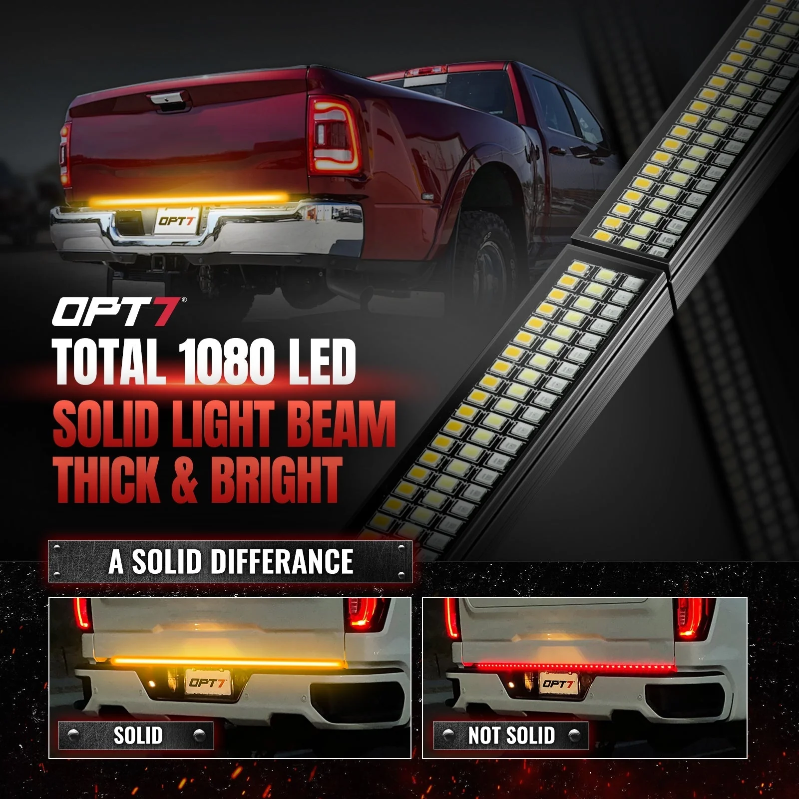 OPT7 Redline Parlux Triple Tailgate Light Bar 60" Bundle for Ford F150 15-20 with Blind Spot Easy Connect Harness - Image 6