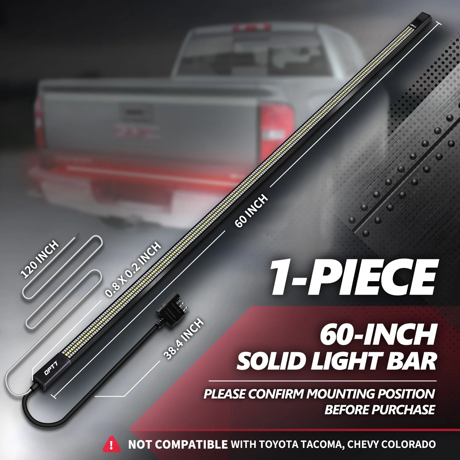 OPT7 Redline Parlux Triple Tailgate Light Bar 60" Bundle for Ford F150 15-20 with Blind Spot Easy Connect Harness and Tailgate Light Bar Magnets - Image 26