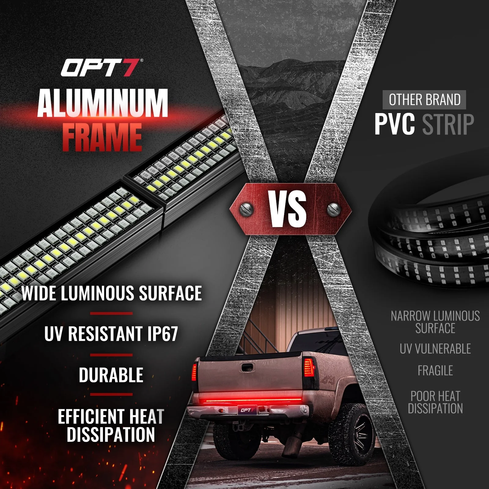 OPT7 Redline Parlux Triple Tailgate Light Bar 60" Bundle for Ford F150 15-20 with Blind Spot Easy Connect Harness and Tailgate Light Bar Magnets - Image 28