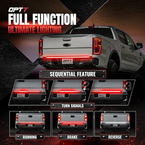 OPT7 Redline Parlux Triple Tailgate Light Bar 60" Bundle with Sidekick Sequential Running Board Light LED Strip Kit - Image 13