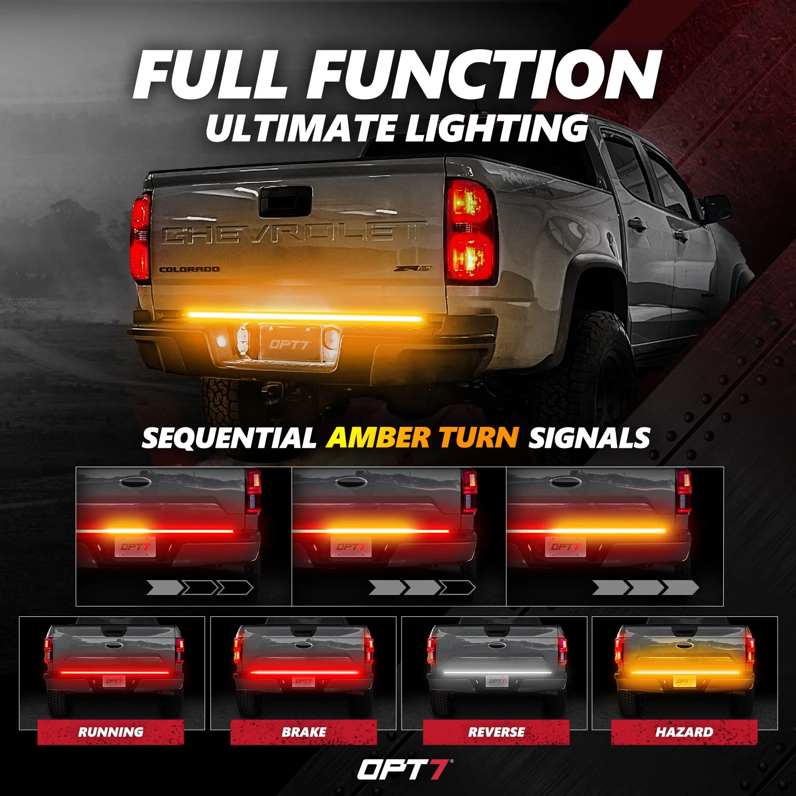 OPT7 Redline Triple Tailgate Light Bar 48" Bundle for Chevy Silverado-GMC Sierra 1500 19-21 - Image 3