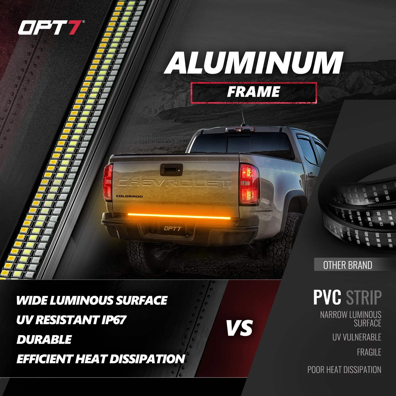 OPT7 Redline Triple Tailgate Light Bar 48" Bundle for Chevy Silverado-GMC Sierra 1500 19-21 - Image 6