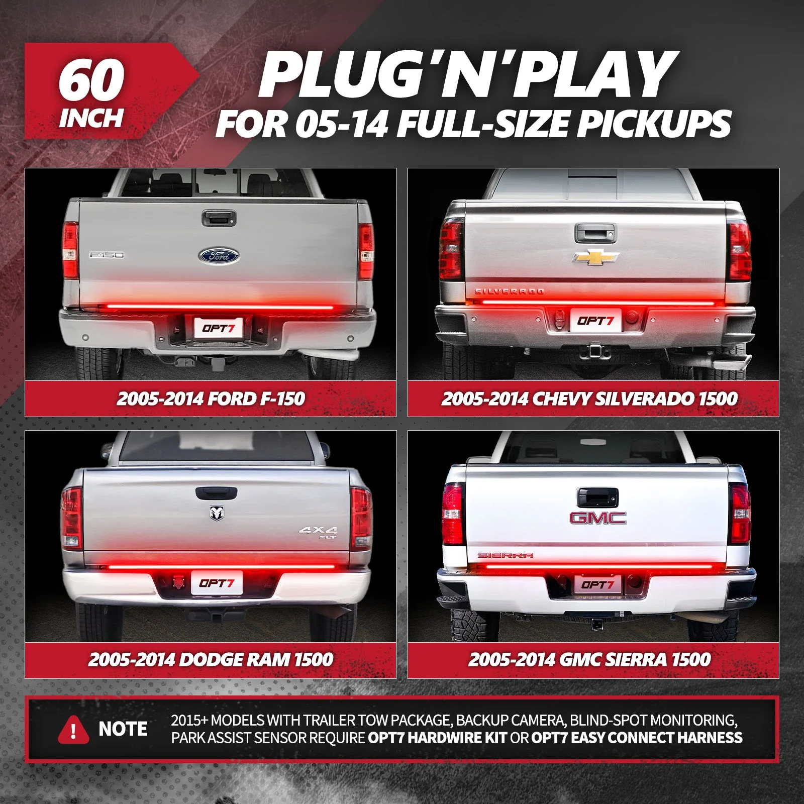 OPT7 Redline Triple Tailgate Light Bar 60" Bundle for Chevy Silverado-GMC Sierra 1500 19-21 - Image 14