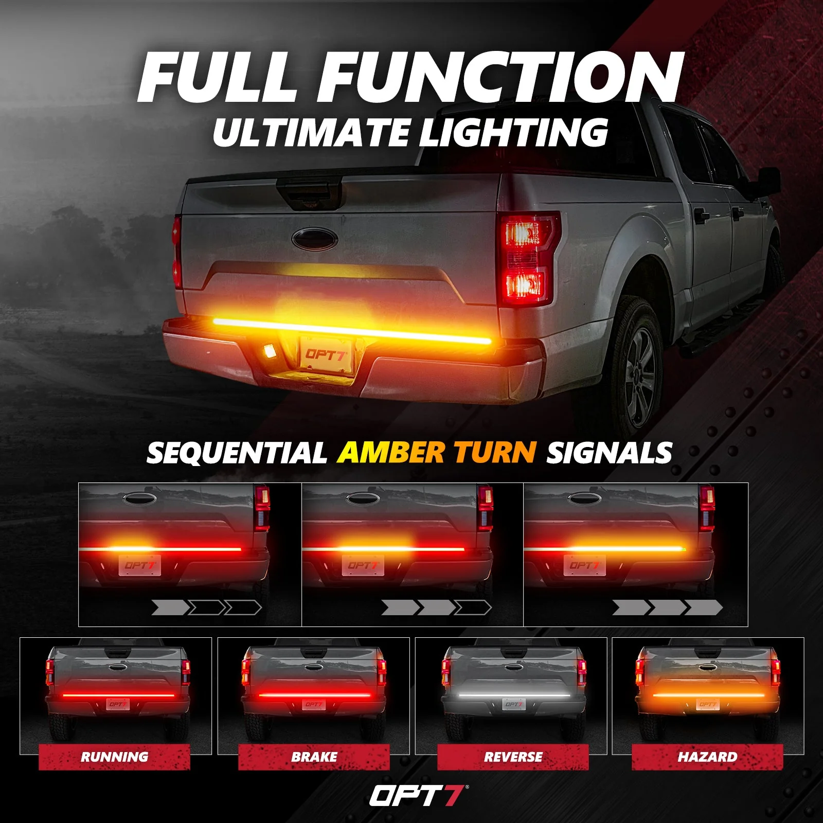 OPT7 Redline Triple Tailgate Light Bar 60" Bundle for Chevy Silverado-GMC Sierra 1500 19-21 - Image 4