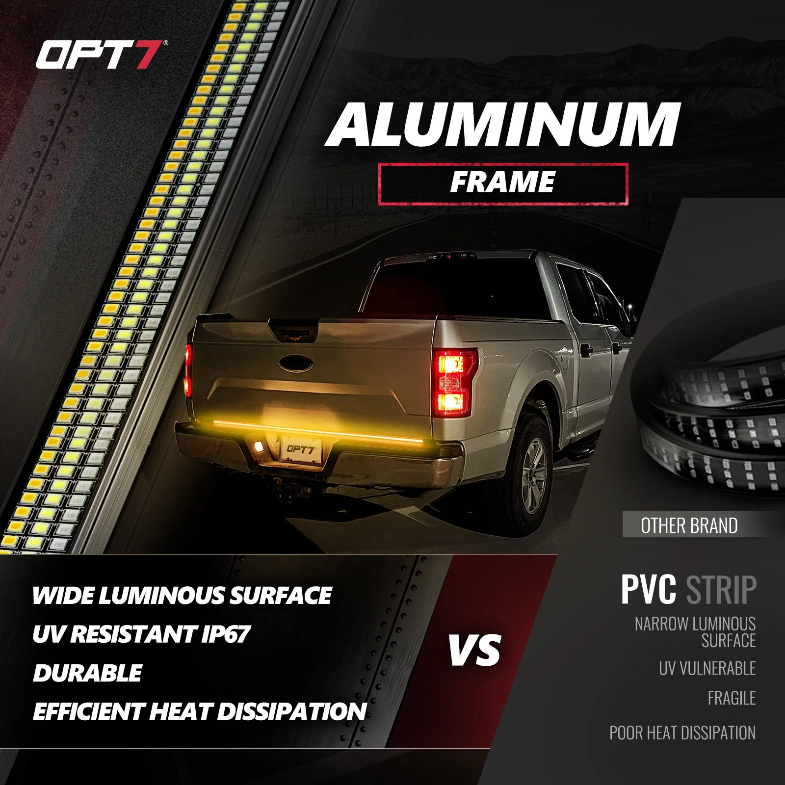 OPT7 Redline Triple Tailgate Light Bar 60" Bundle for Ford F150 15-18 Easy Connect Harness - Image 5