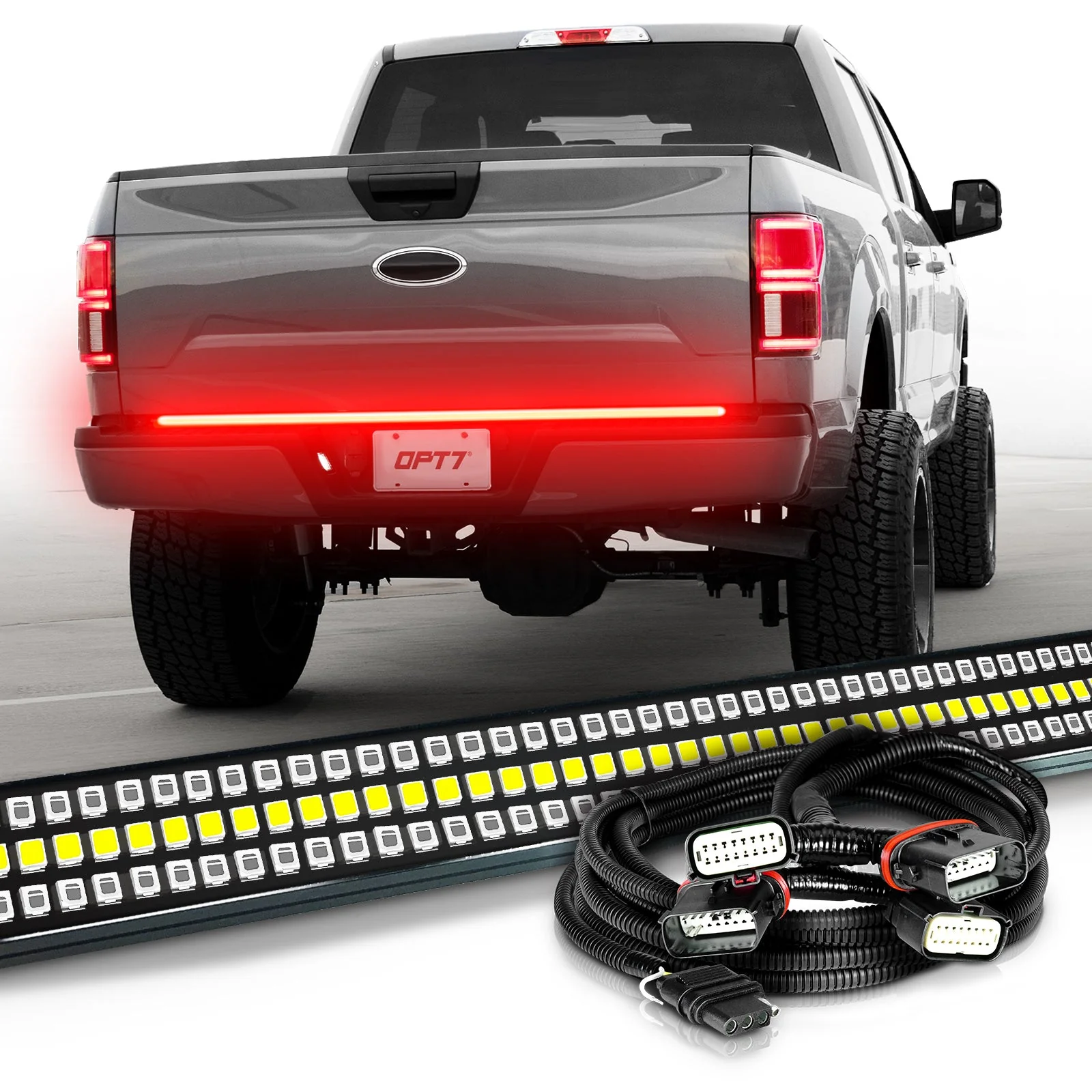 OPT7 Redline Triple Tailgate Light Bar 60" Bundle for Ford F150 15-20 with Blind Spot Easy Connect Harness - Image 12