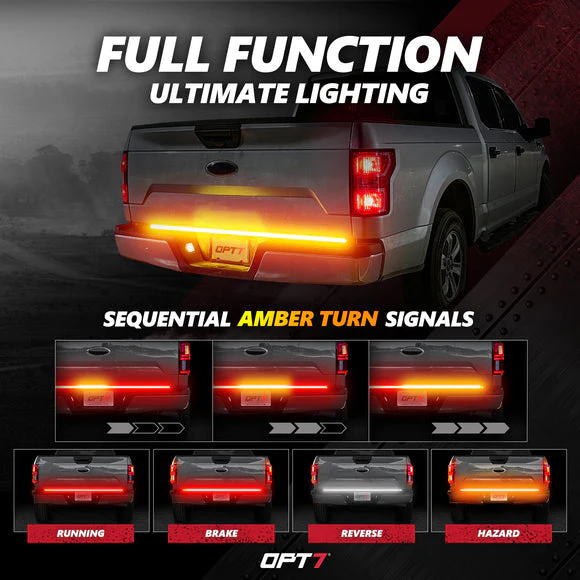 OPT7 Redline Triple Tailgate Light Bar 60" Bundle for Ford F150 18-20 Easy Connect Harness - Image 3
