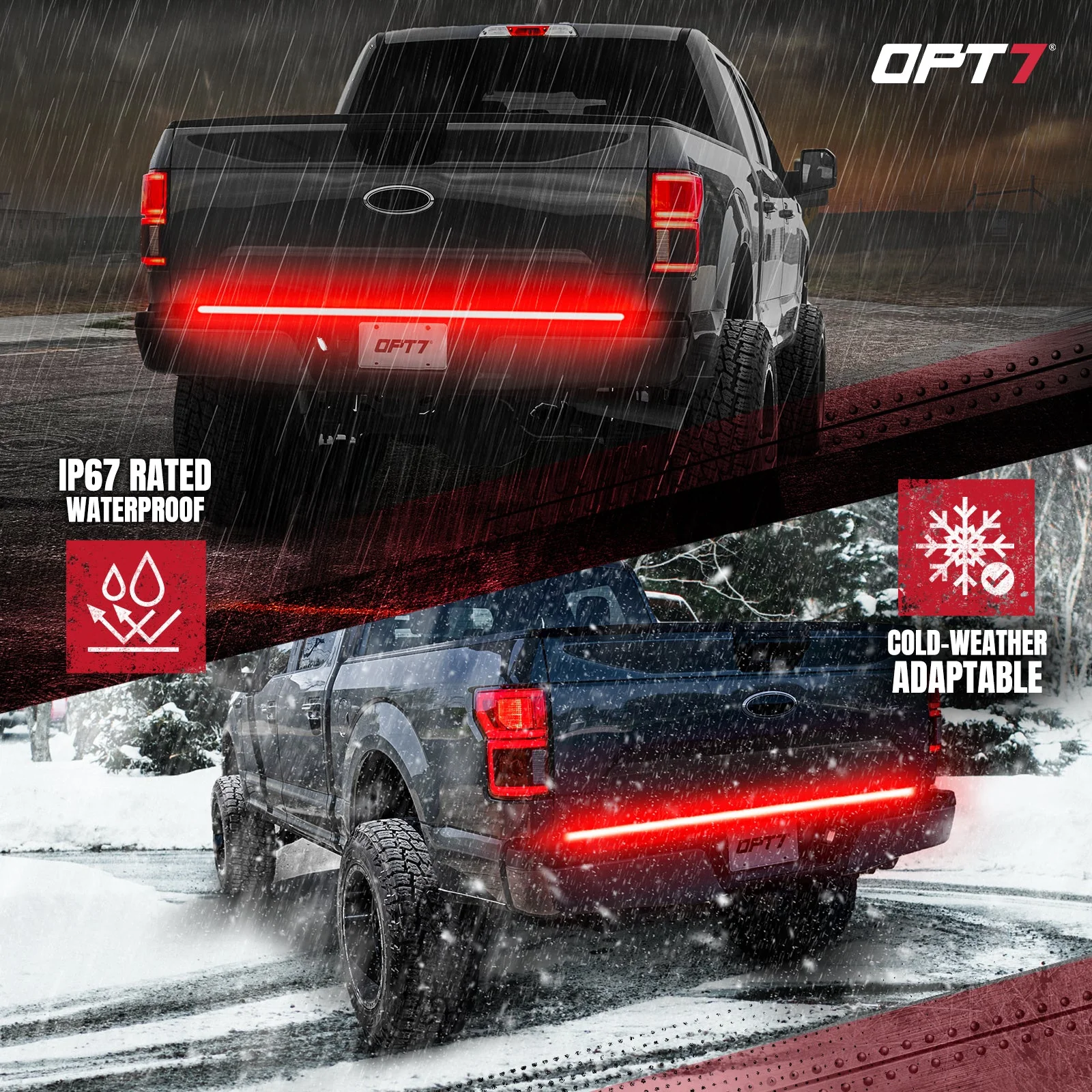 OPT7 Redline Triple Tailgate Light Bar 60" Bundle with Sidekick Sequential Running Board Light LED Strip Kit - Image 14