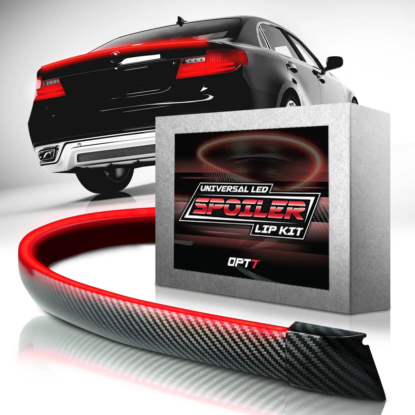 OPT7 Universal LED Rear Spoiler Lip Kit (3.9ft) for Car Trunk Exterior Accessories Brake light Universal Fit for Roof Wing
