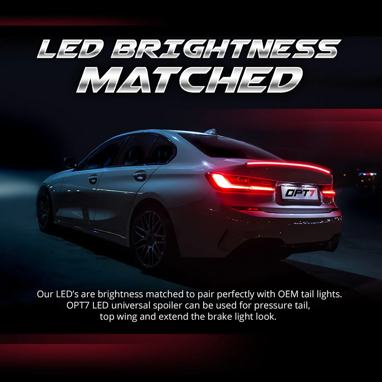 OPT7 Universal LED Rear Spoiler Lip Kit (3.9ft) for Car Trunk Exterior Accessories Brake light Universal Fit for Roof Wing - Image 2