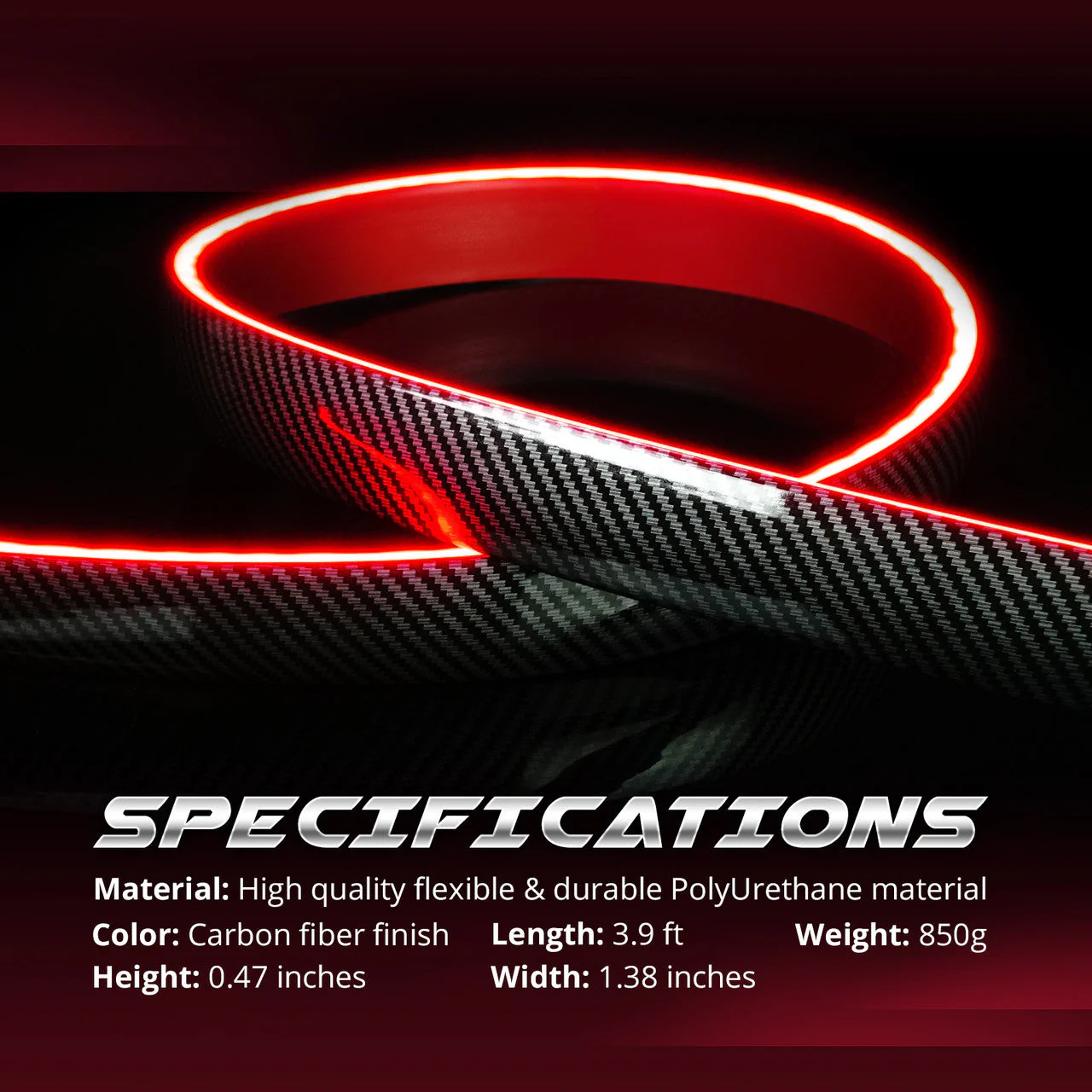 OPT7 Universal LED Rear Spoiler Lip Kit (3.9ft) for Car Trunk Exterior Accessories Brake light Universal Fit for Roof Wing - Image 6