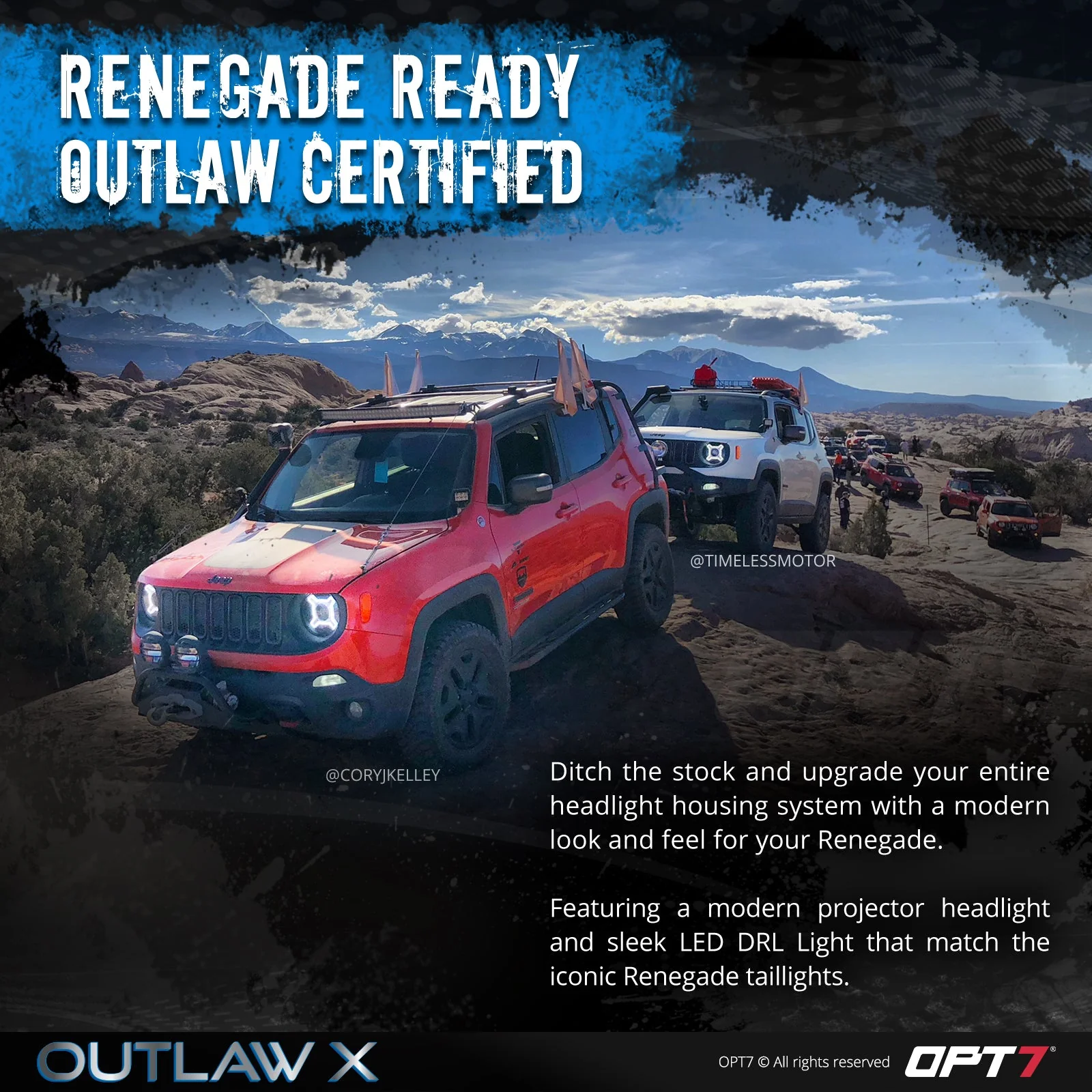 Outlaw X DRL LED Jeep Renegade Projector Headlights - Image 4