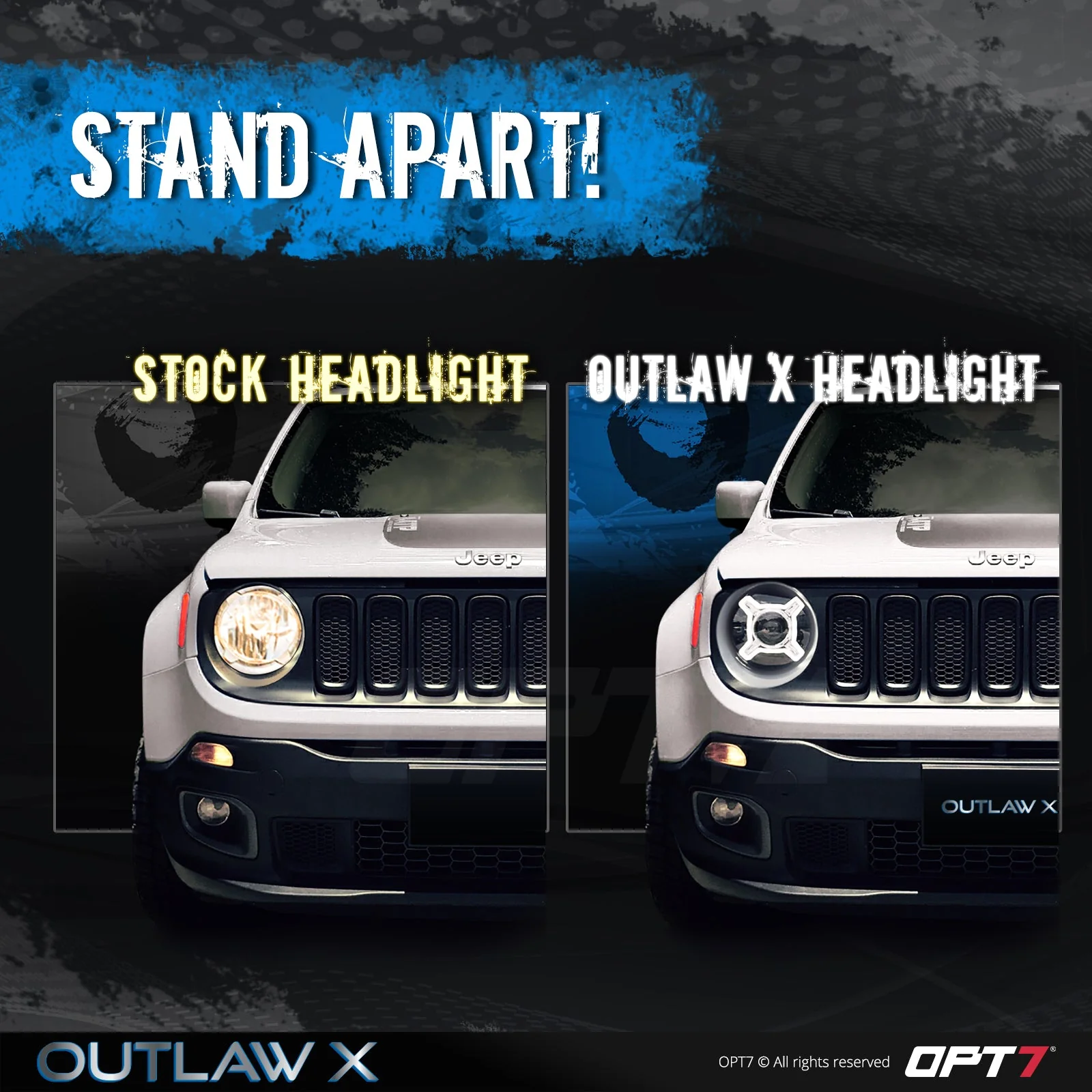 Outlaw X DRL LED Jeep Renegade Projector Headlights - Image 5