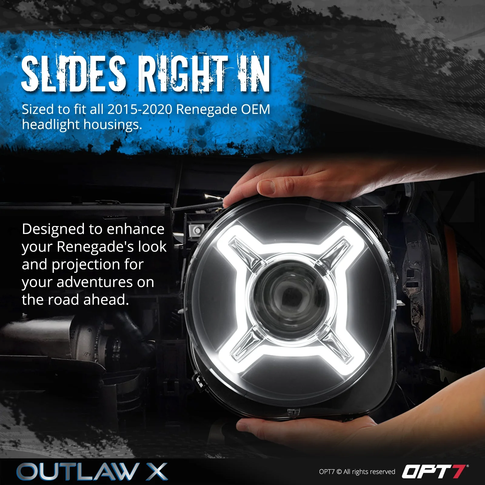 Outlaw X DRL LED Jeep Renegade Projector Headlights - Image 7