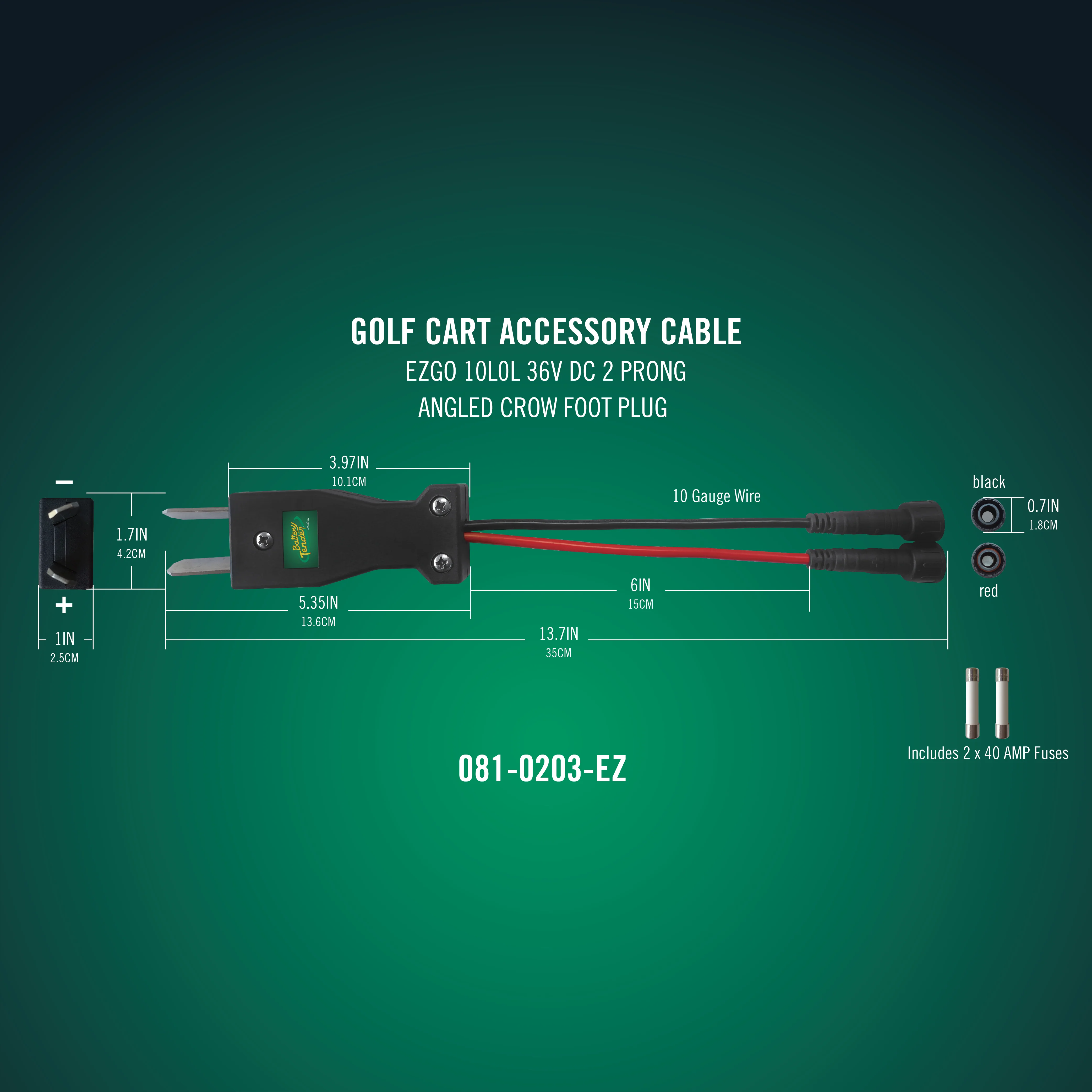 PowerPlus 36V DC Plug - E-Z-GO 2-Prong Angled Crow Foot - Image 2