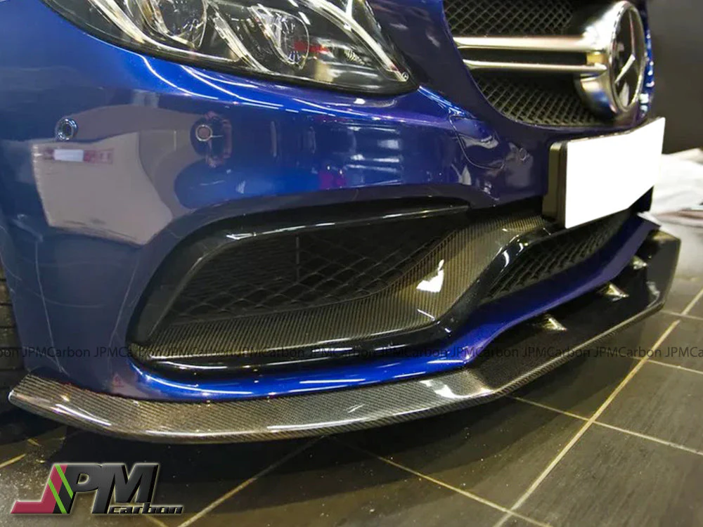 PSM Style Carbon Fiber Front Bumper Add-on Lip Fits For 2015-2021 Mercedes-Benz W205 C63 Sedan Only - Image 2