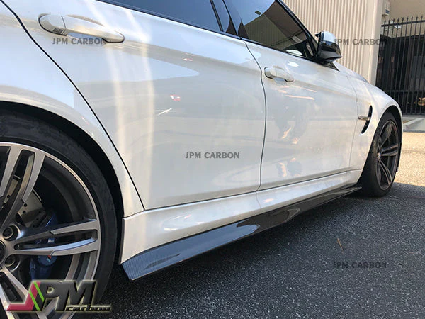 PSM Style Carbon Fiber Side Skirt Add-on Lips Fits For 2015-2020 BMW F80 M3 Only - Image 2