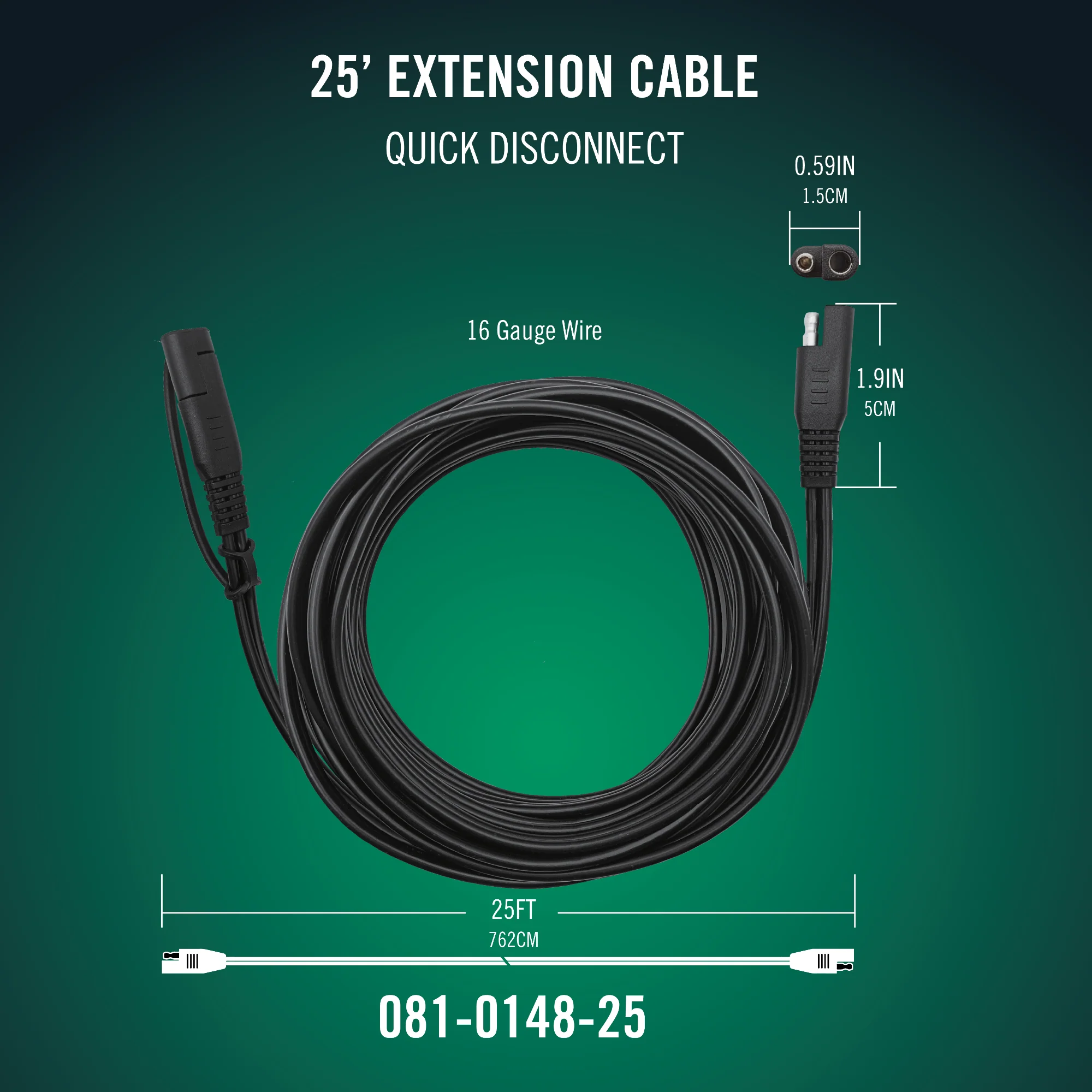 Quick Disconnect  25 Foot Extension Cable 4 Pack - Image 2