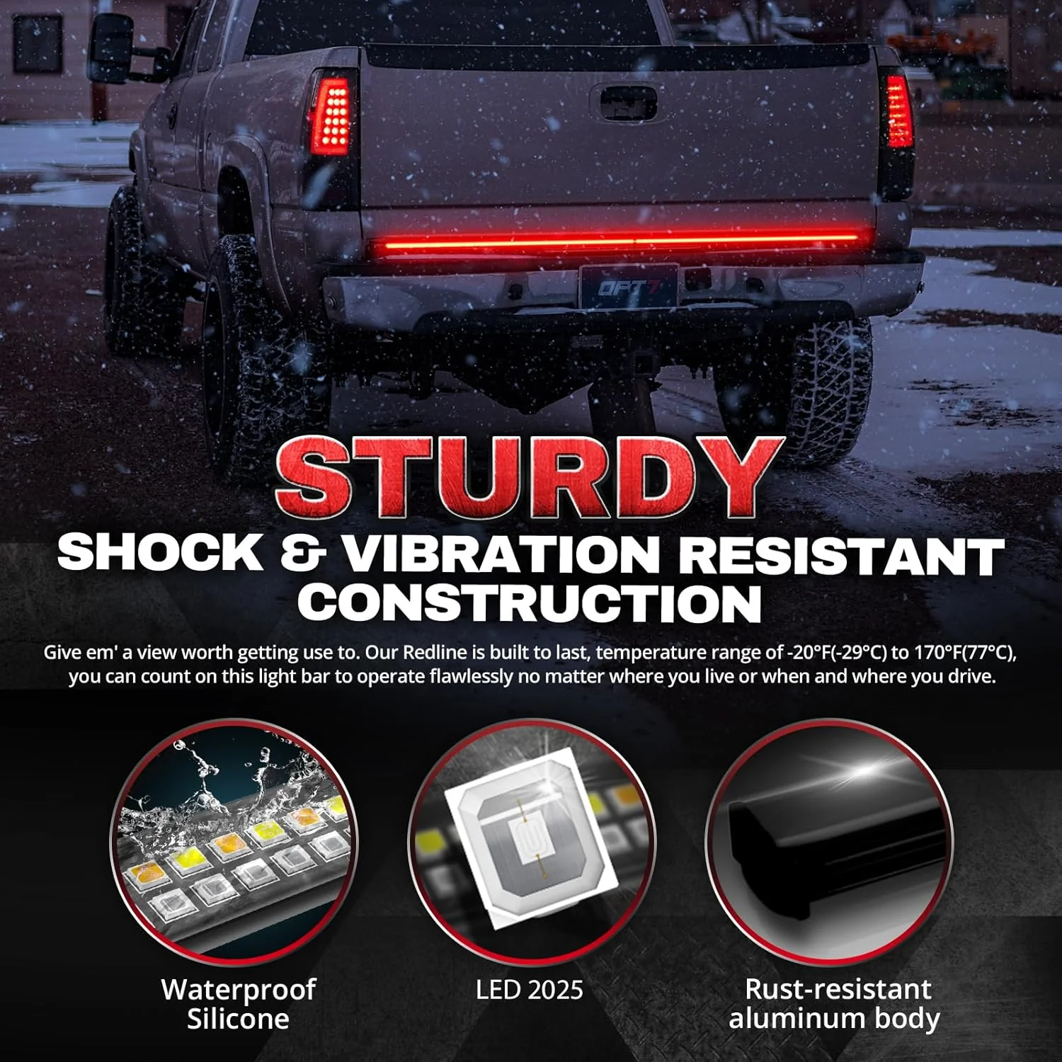 Redline Double Row LED Tailgate Light Bar with Reverse Light, Brake Light, Turn Signals and Hazard Light - Image 11