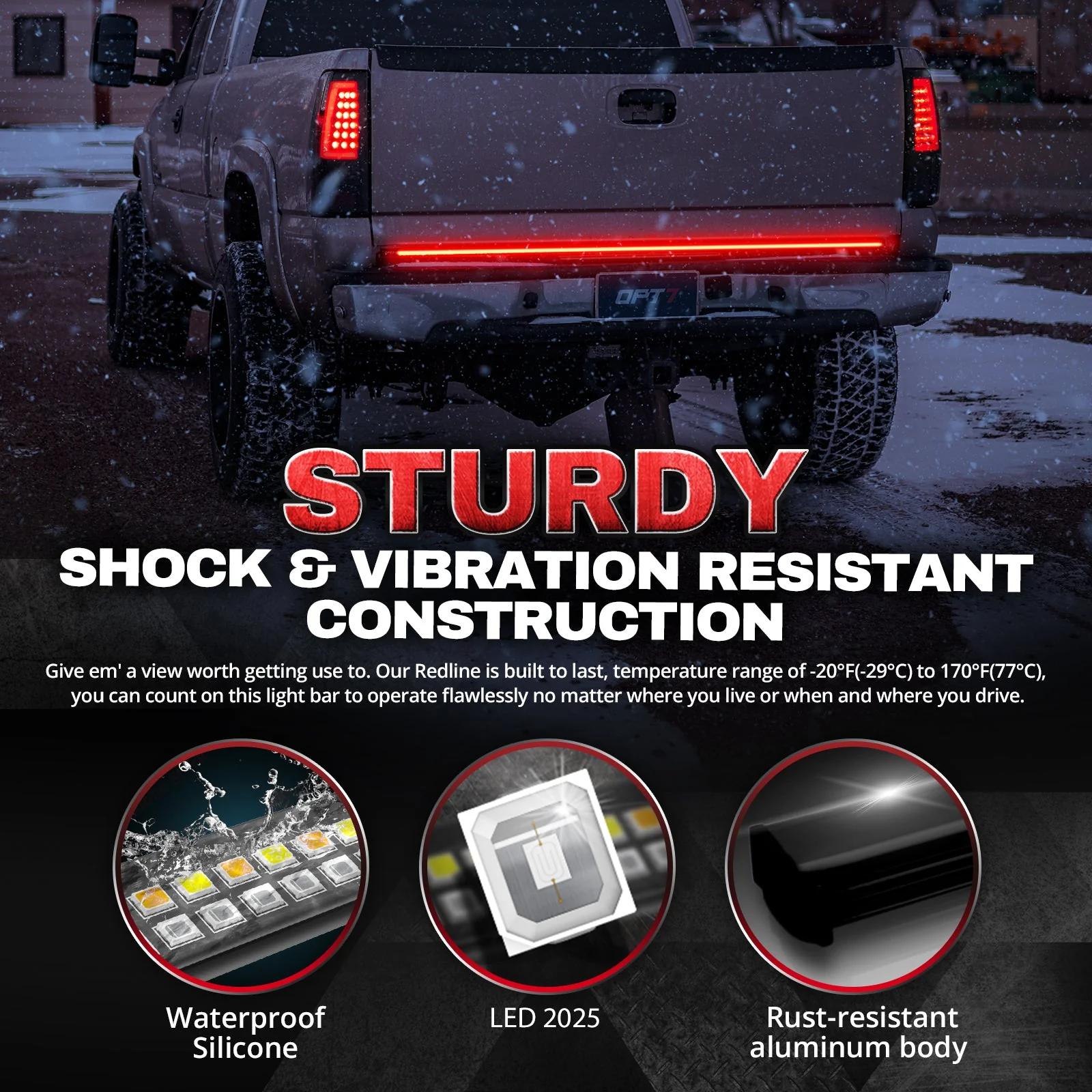 Redline Double Row LED Tailgate Light Bar with Reverse Light, Brake Light, Turn Signals and Hazard Light - Image 5