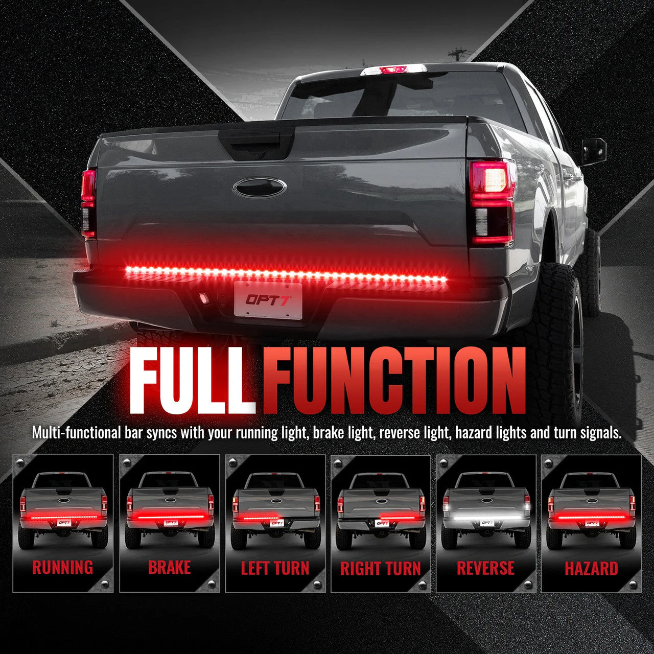 Redline LED Tailgate Light Bar - Full Featured - Reverse Light, Running Light, Brake Light, and Turn Signal - Image 2