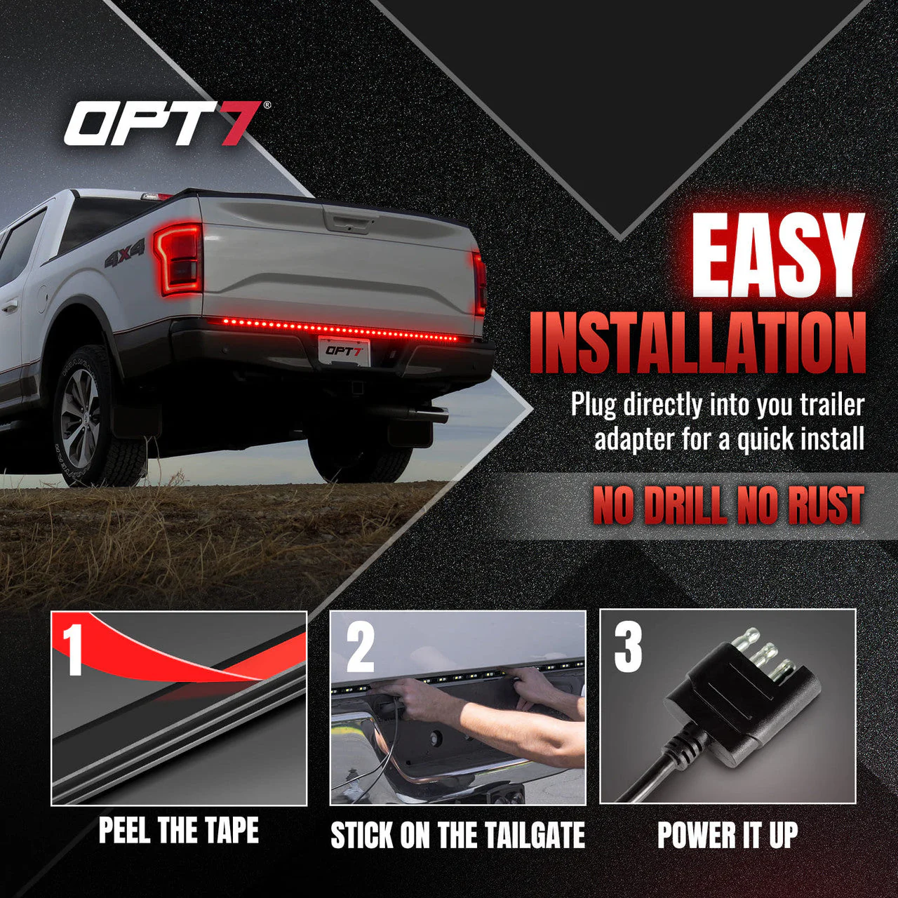Redline LED Tailgate Light Bar - Full Featured - Reverse Light, Running Light, Brake Light, and Turn Signal - Image 3