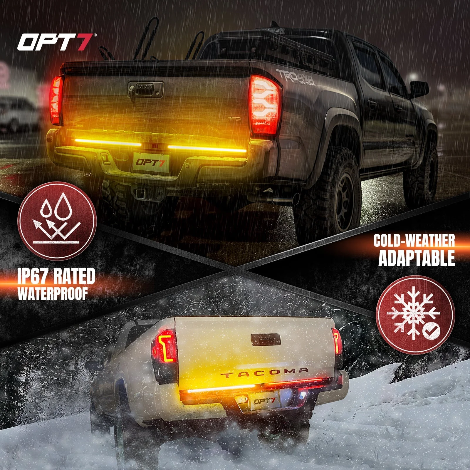 Redline Parlux Triple Row LED Tailgate Light Bar for Tacoma Bundle with 7 Pin to 4 Pin Trailer Extension Adapter Harness With Reverse Wire - Image 4