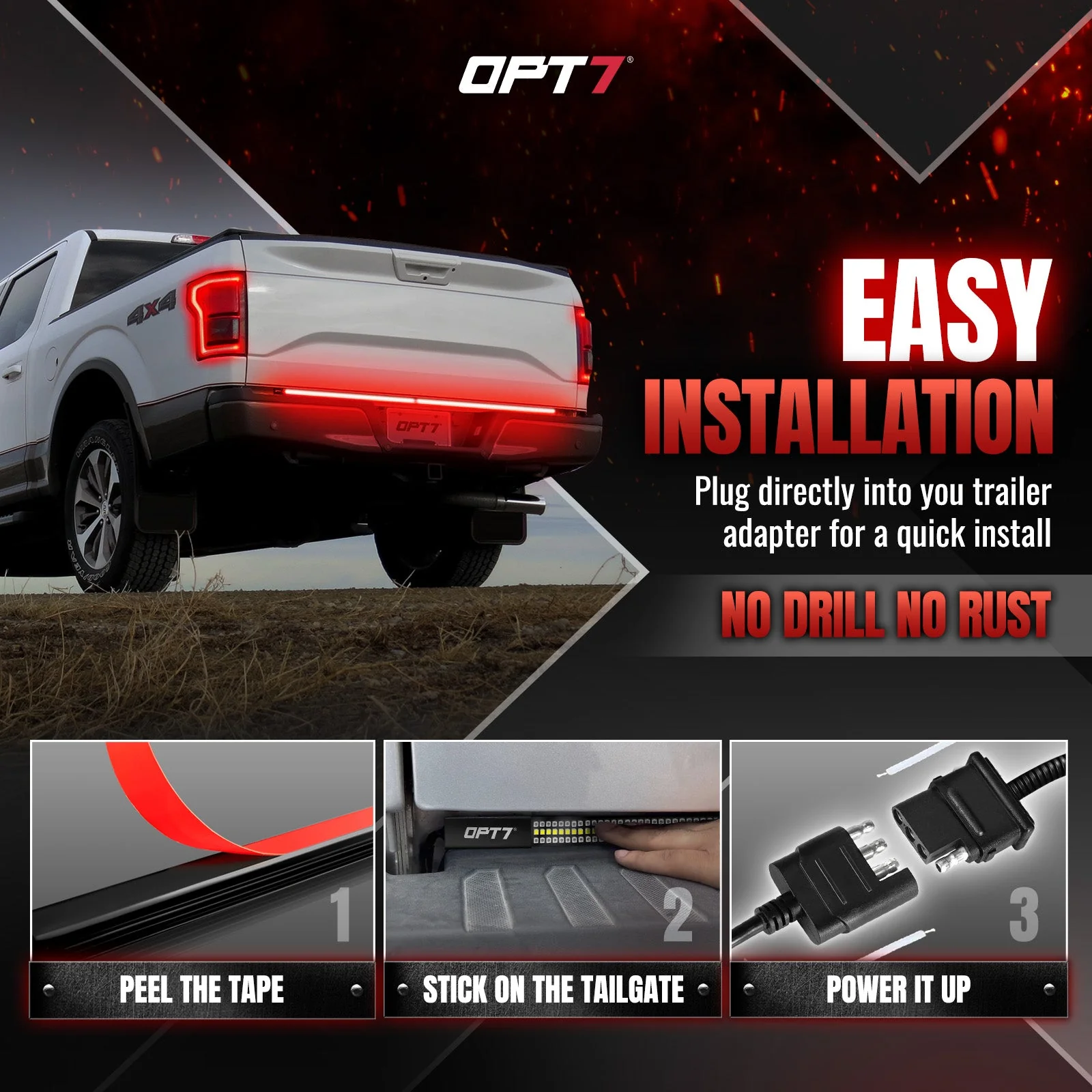 Redline Parlux Triple Row Tailgate Light Bar with Reverse & Sequential Turn Signals - Image 11