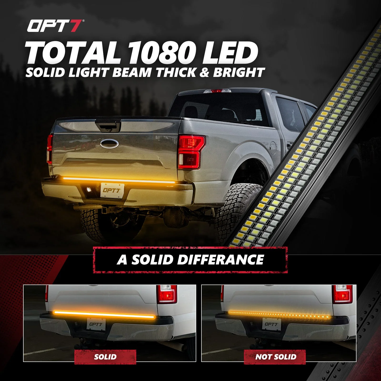Redline Triple  Row LED Tailgate Light Bar with Reverse Light, Brake Light & Sequential Turn Signals - Image 20