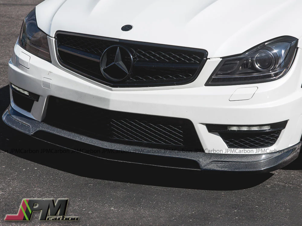 RZ Style Carbon Fiber Front Bumper Add-on Lip Fits Fort 2012-2014 Mercedes-Benz W204 C204 Facelift C63 Sedan/Coupe - Image 4