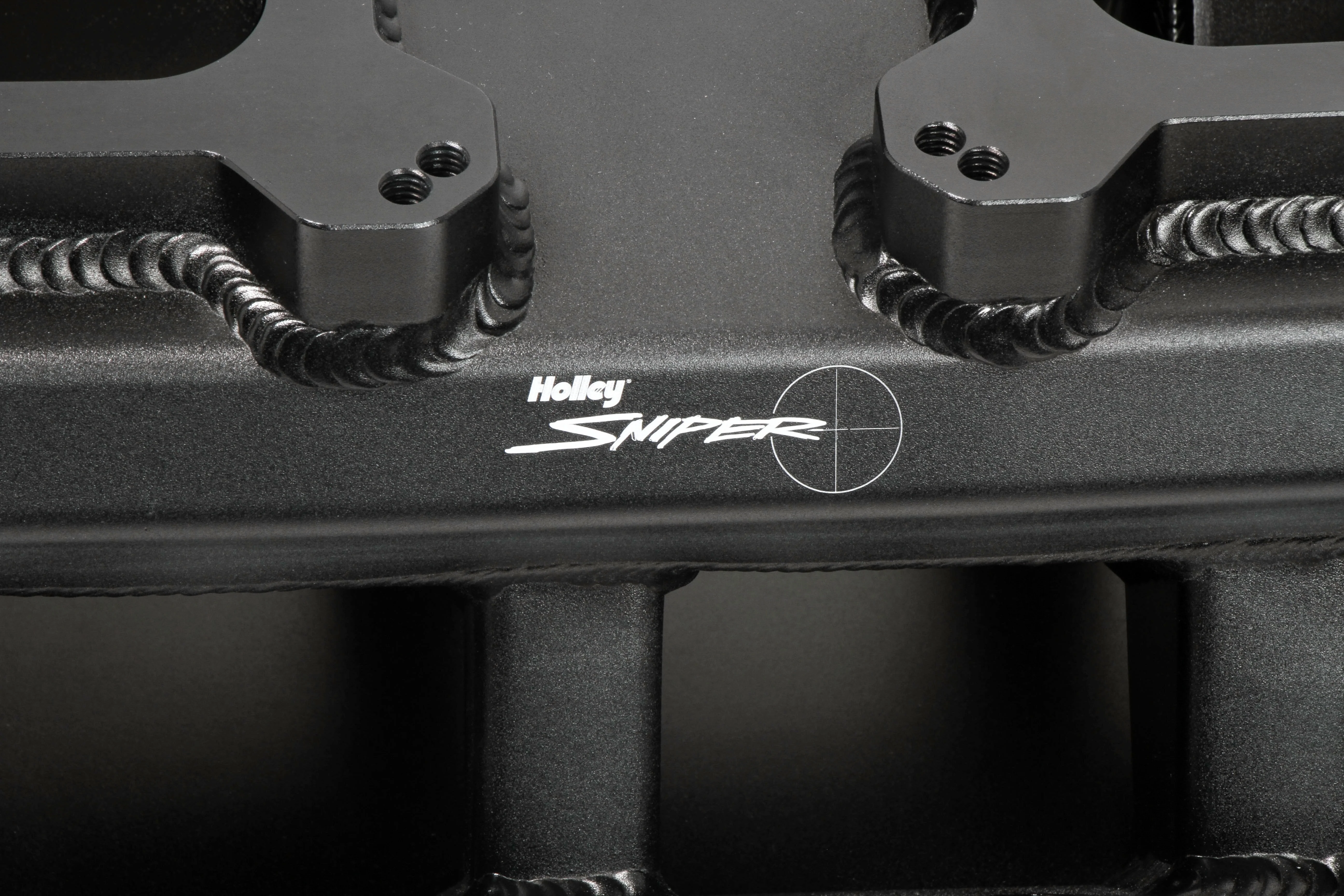 Sheet Metal Fabricated Intake Manifold 289-302 Small Block Ford Dual Quad Single Plane Carbureted Black with Sniper logo - Image 2