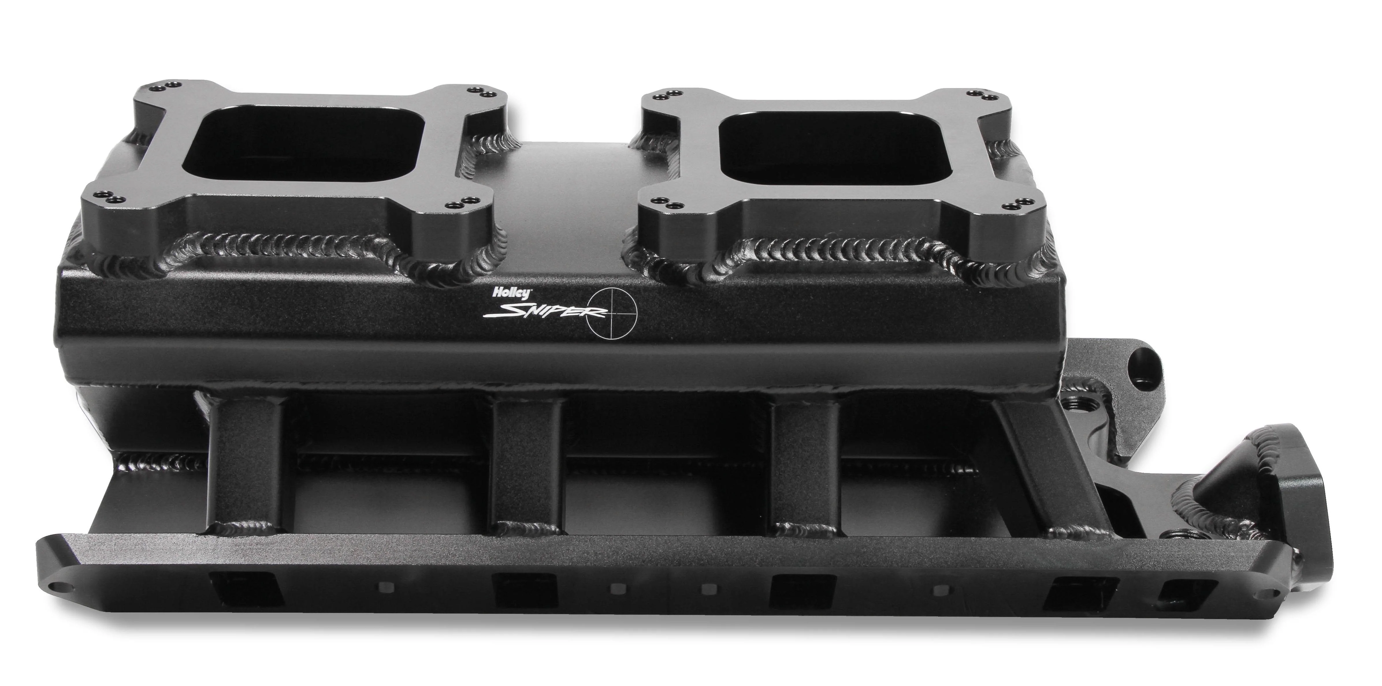 Sheet Metal Fabricated Intake Manifold 289-302 Small Block Ford Dual Quad Single Plane Carbureted Black with Sniper logo - Image 8