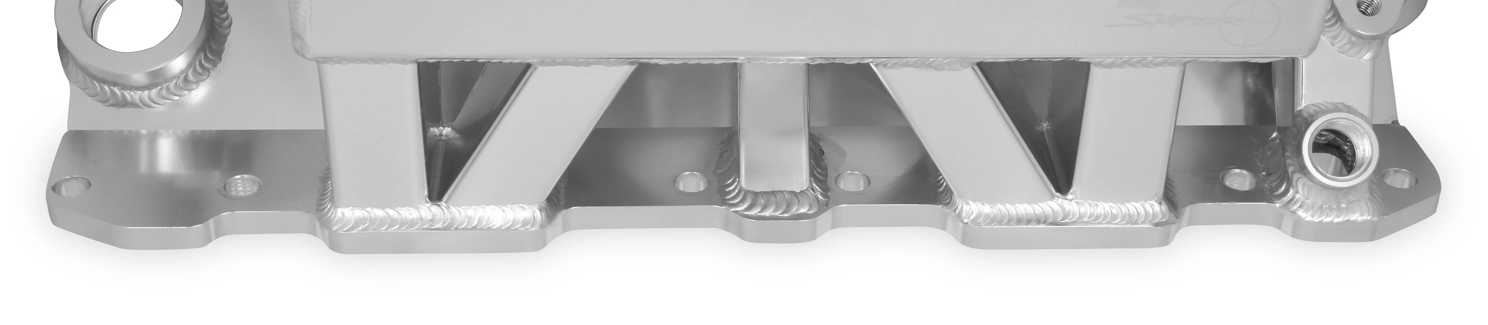 Sheet Metal Fabricated Intake Manifold SBC Single Plane Carbureted Silver with Sniper Logo - Image 4