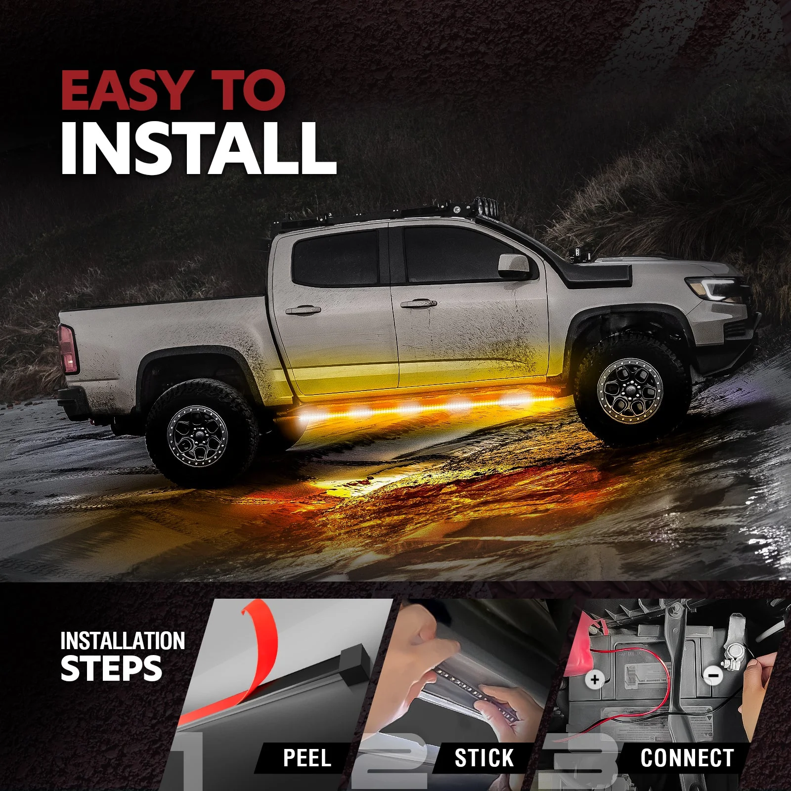 Sidekick Running Board Light Flexible 2PC with Warning Mode - Image 4