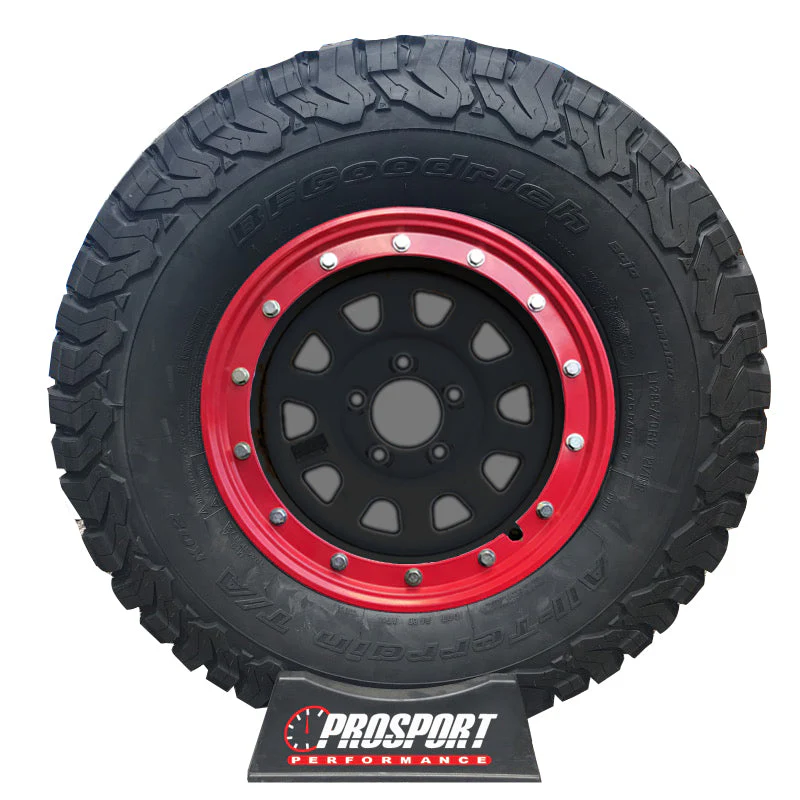 Simulated Bead Lock Hubcap Rings - 15" Red