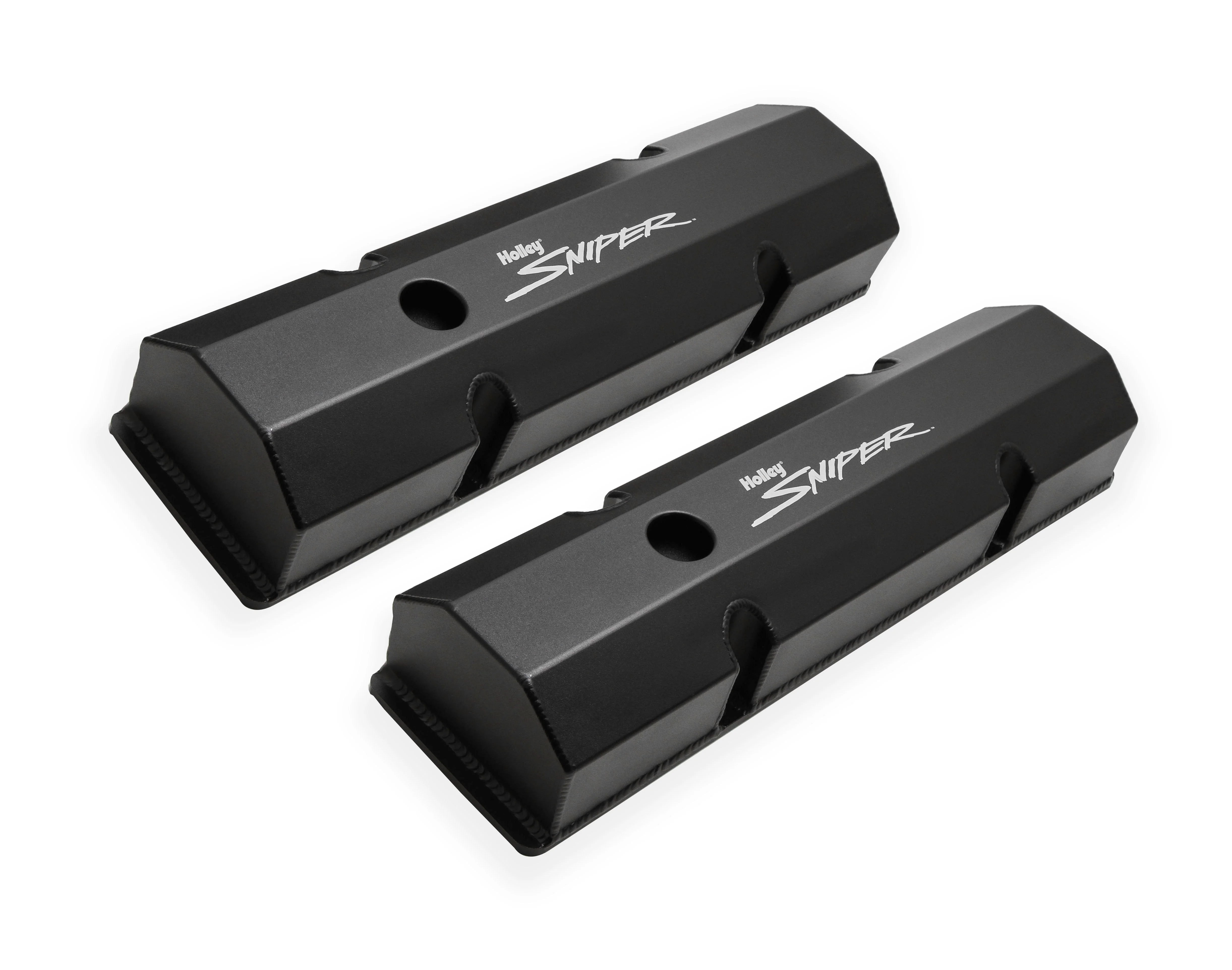 Sniper Valve Cover - Fabricated Aluminum - SBC - Perimeter Bolt - Flat Top - Black - Image 2