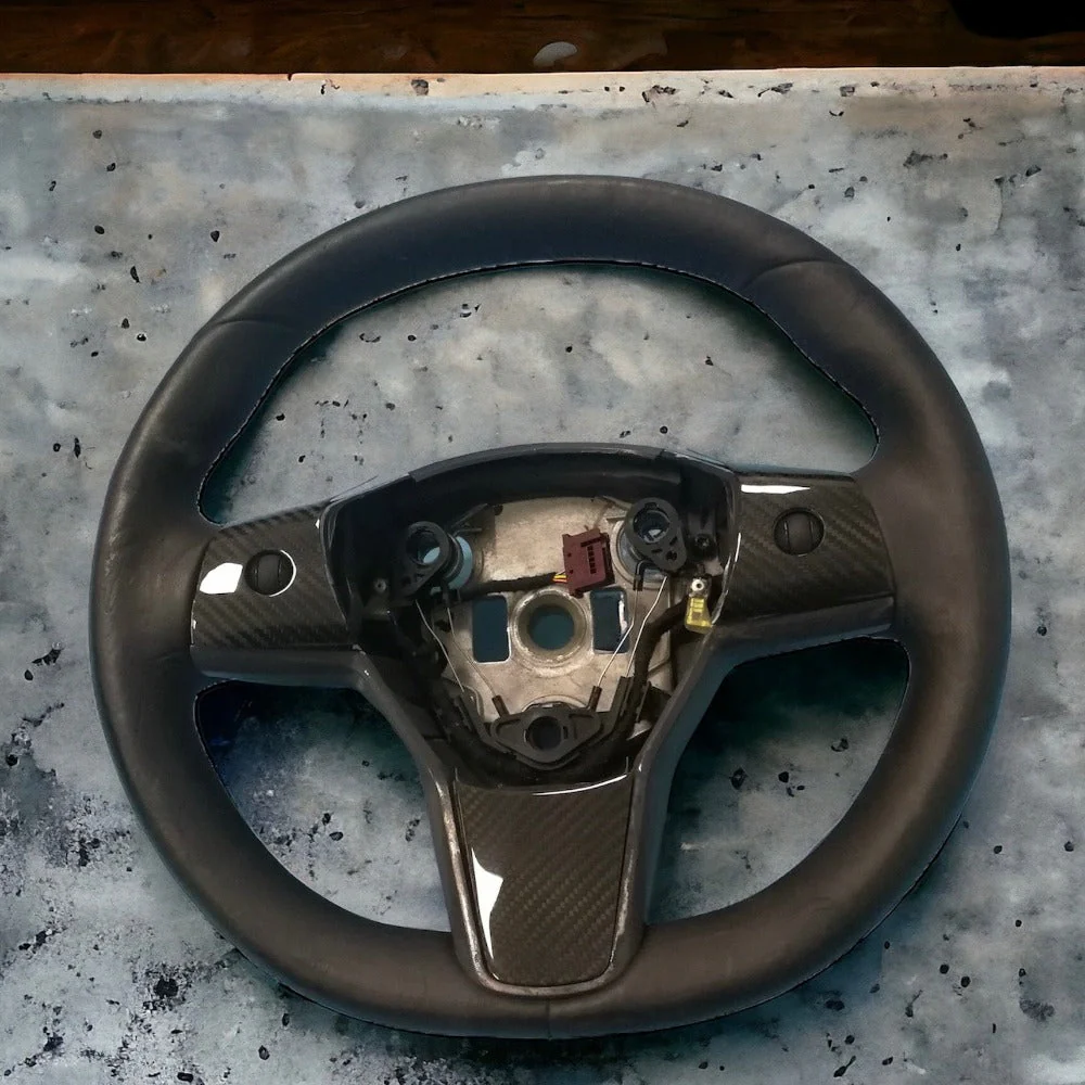 Tesla Model 3 & Y Carbon Fiber Steering Wheel Accents | Palenon Performance - Image 2