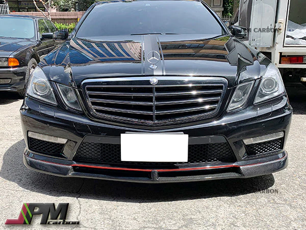 V Style Carbon Fiber Front Bumper Add-on Lip Fits For 2010-2013 Mercedes-Benz W212 Pre-Facelift E63 AMG Only - Image 2