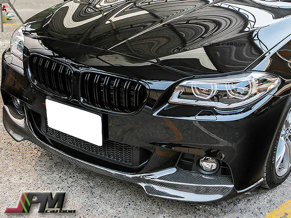 V Style Carbon Fiber Front Bumper Add-on Lip Fits For 2011-2016 BMW F10 5-Series M-Sport Package Only - Image 4