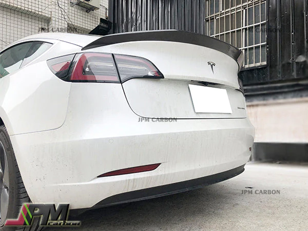 [JPMCarbon] V Style Carbon Fiber Trunk Spoiler Fits For 2017-2023 Tesla Model 3 Only - Image 3